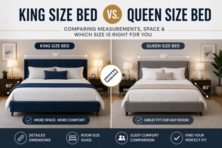 measurements of a king size bed vs queen