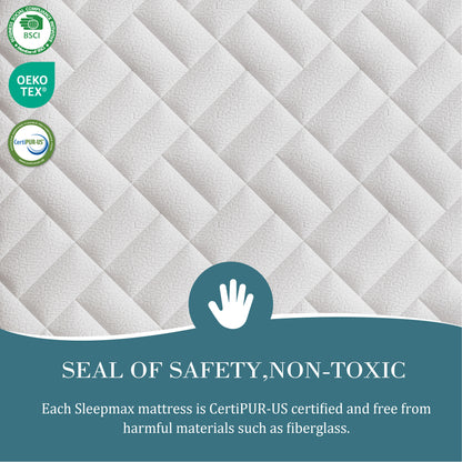 Sleepmax Mist Medium-Firm Hybrid Mattress | Hotel-Collection Pressure Relief Deep Sleep Bed in a Box