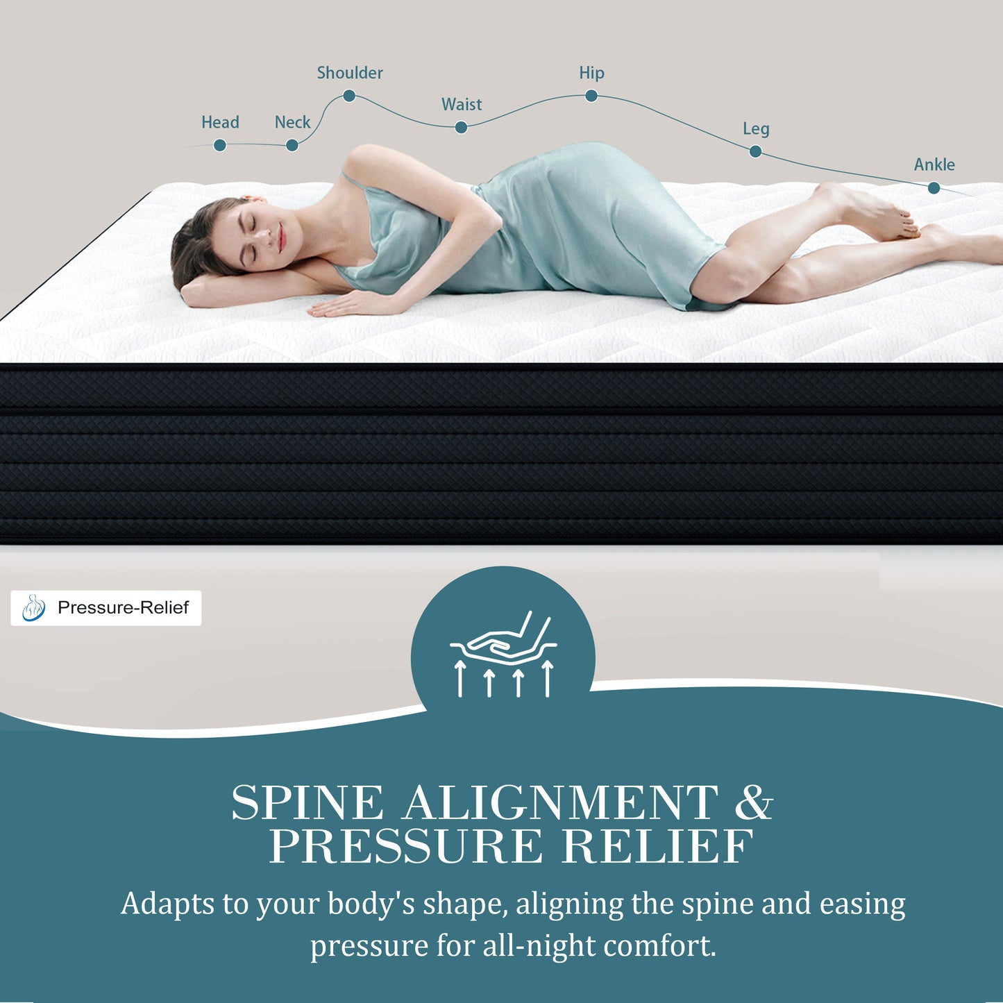 Sleepmax Mist Medium-Firm Hybrid Mattress | Hotel-Collection Pressure Relief Deep Sleep Bed in a Box
