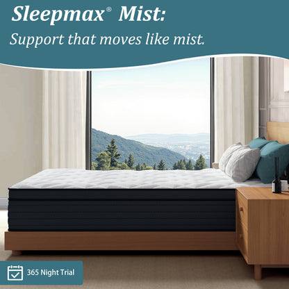 Sleepmax Mist Medium-Firm Hybrid Mattress | Hotel-Collection Pressure Relief Deep Sleep Bed in a Box